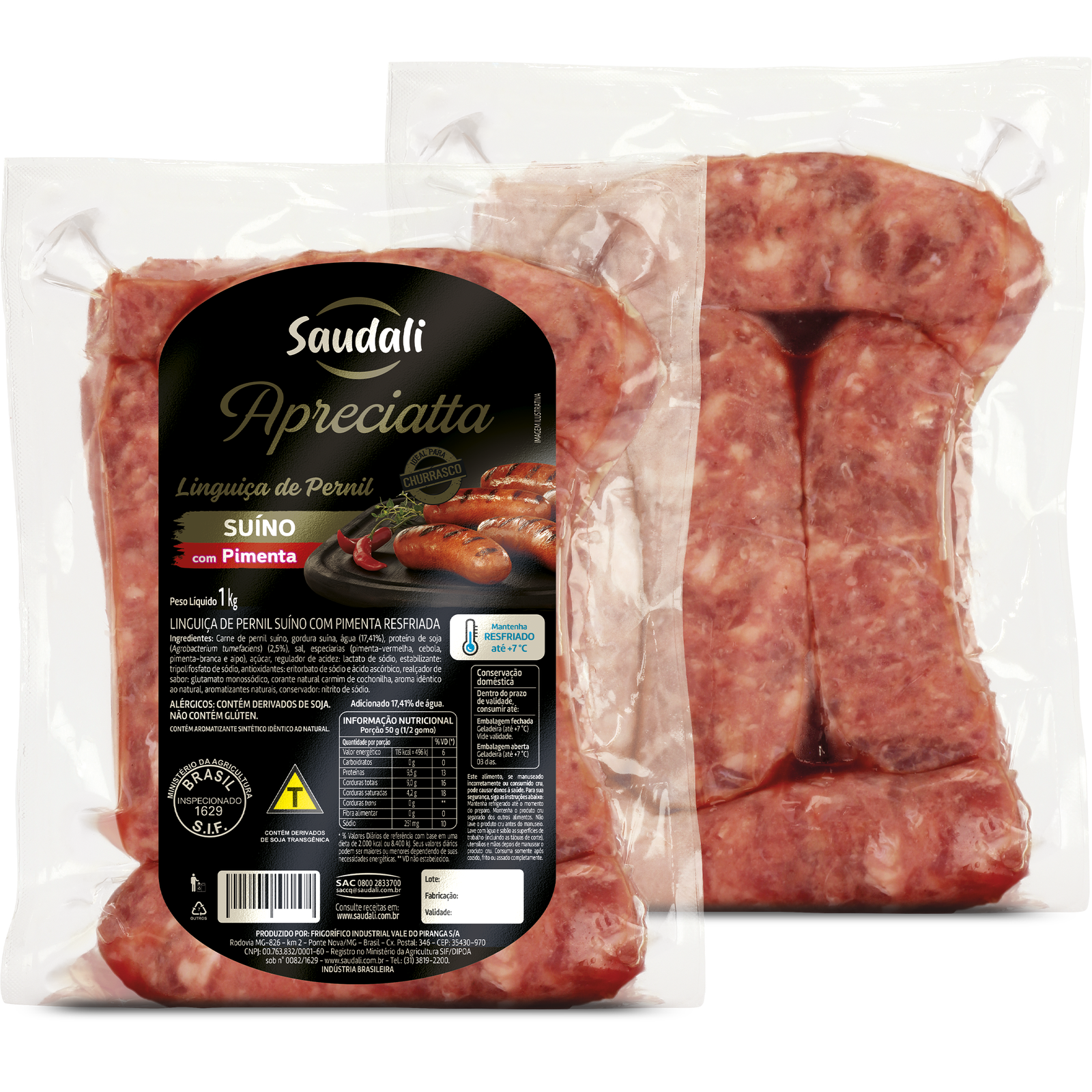 Linguiça de Pernil Pimenta (Congelado)